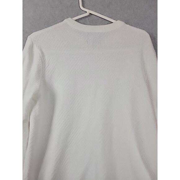 Ben Sherman White Knit LS Diamond Textured Crewneck Sweater Men's Medium - Picture 7 of 12